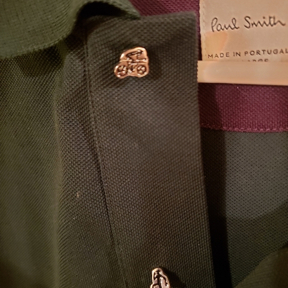 Paul Smith Polo w enameled charm buttons featuring a cyclist and a runner - Picture 2 of 5
